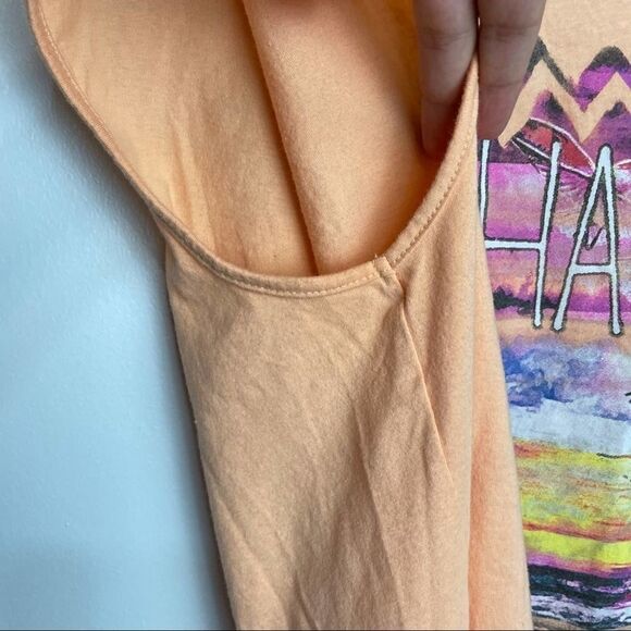 Jerry Leigh Solid Orange Chasing Dreams logo Sunset Open Back Tee Shirt size L - Picture 4 of 10